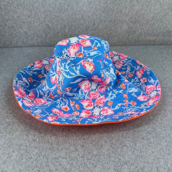Lilly Pulitzer Blue Floral Reversible Bucket Sun Hat UPF 50 Bahamian Rhapsody - Picture 5 of 11